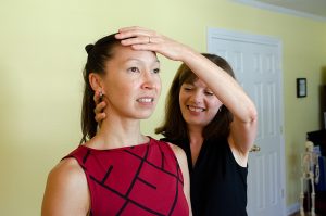 Imogen offers hands-on help, as well as verbal guidance, to teach her students to let go of tension and move freely